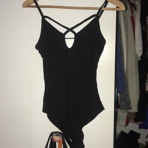 black crossed body suit